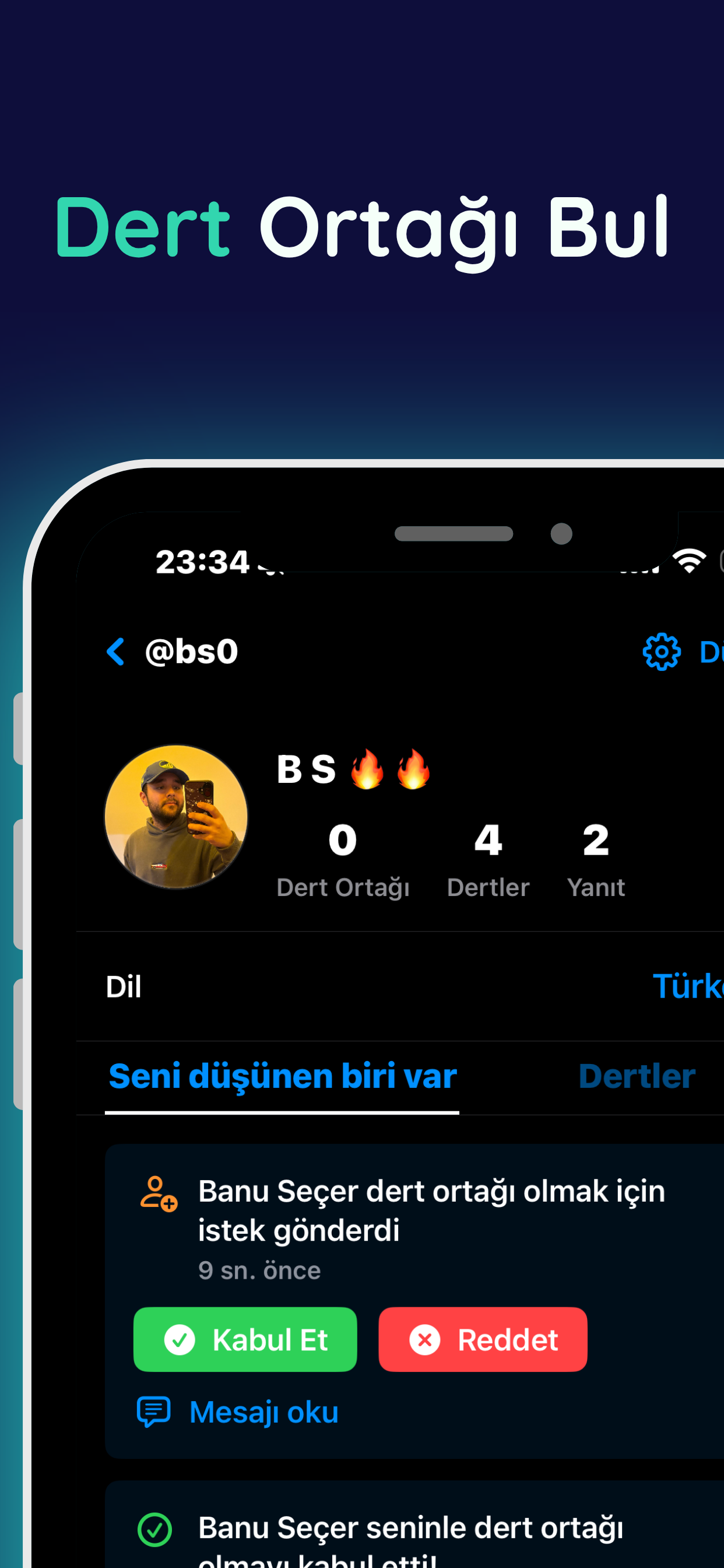 Dertli paylaşım ekranı